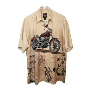 VTG Harley-Davidson × Tori Richard Hawaiian Shirt L Made in Hawaii USA Viscose